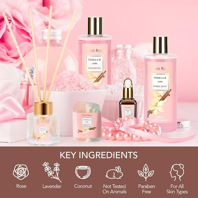 Bath and Body Gift Baskets for Women, Body Oil, Saint Roy Gifts for Mom - Image 2