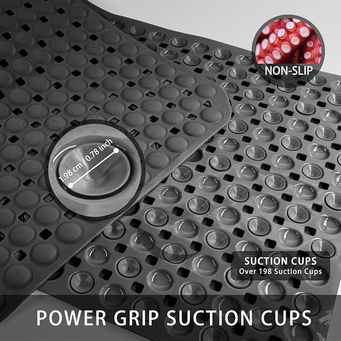 SELIBRE Rubber Bath Mat, 36 x17” TPR Black Tub Mats - Image 3