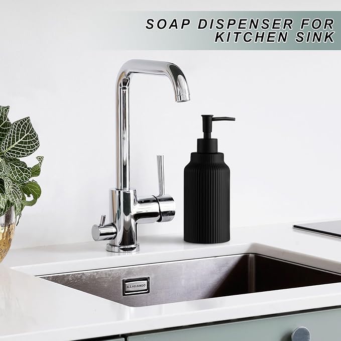Modern Ceramic Soap Dispenser for Bathroom，14oz Ceramic Soft Touch Hand Lotion - Image 6