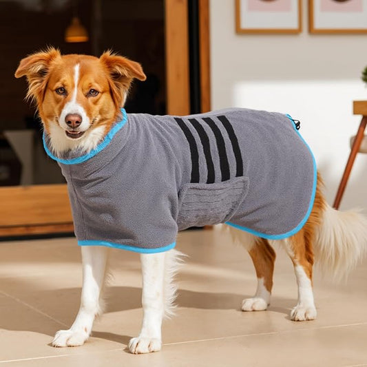 Microfibre Dog Bathrobe Towel Wrap Super Absorbent Dog Drying Coat Bath Robe by HezzLuv