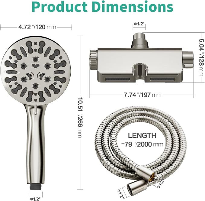 Filtered Shower Head with Handheld Combo, Hard Water Filter Shower Head with 9 - Image 5