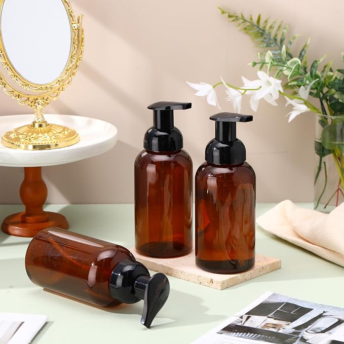 Uiifan 16 Pcs 10 oz Amber Foaming Soap Dispenser Refillable Foam Pump Bottle - Image 6