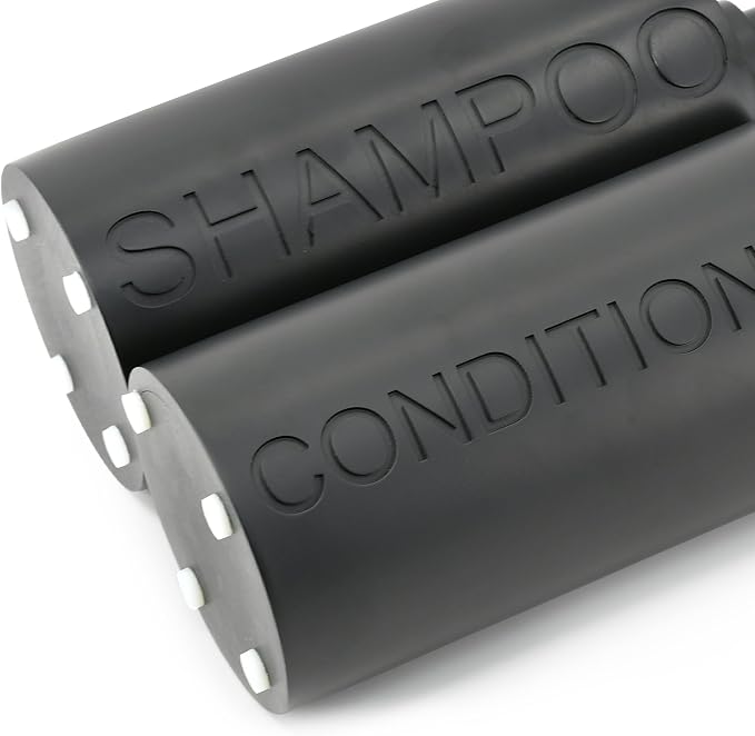 2-Pack Matte Black Resin Refillable Shampoo & Conditioner Bottles – Modern - Image 4