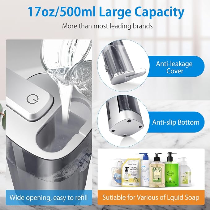 Automatic Liquid Soap Dispenser, Rechargeable, 17oz/500ml - Image 5