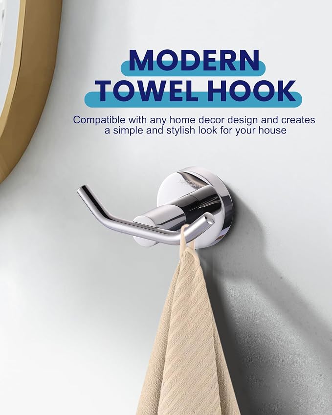 ARCORA Stainless Steel Towel Hooks: Chrome Towel Hooks - Image 3
