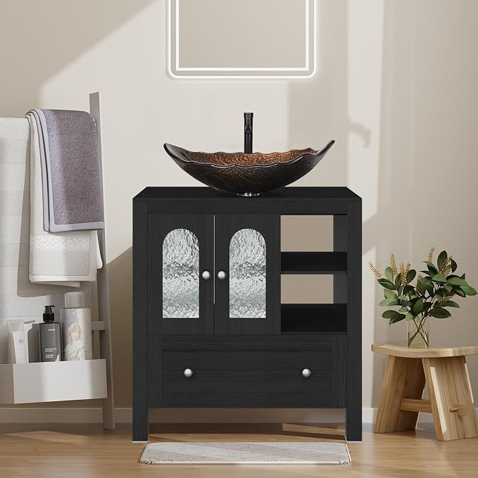30-Inch Black Bathroom Vanity by Solidee