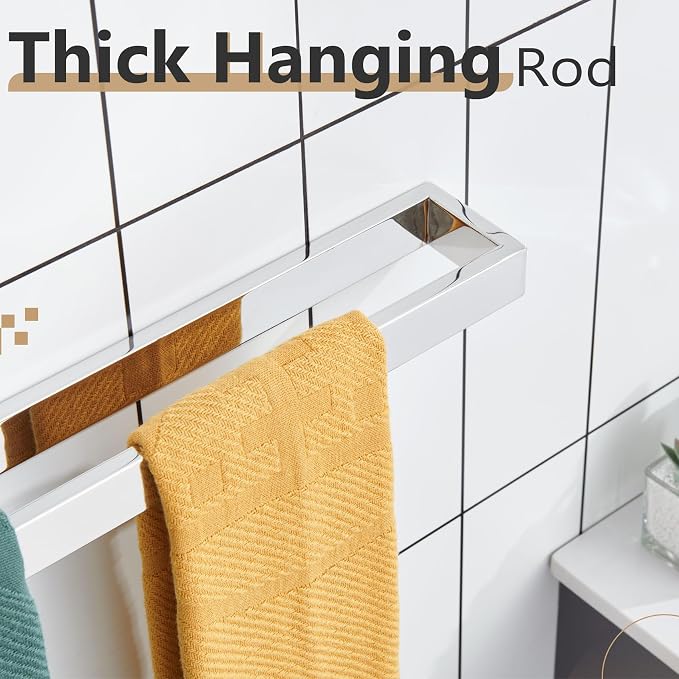 KOKOSIRI Towel Holder Chrome Bath Towel Bar Rack 24-Inch Kitchen Holder - Image 6