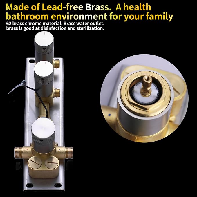 AYIVG Shower Diverter Valve Wall Mount 2 Function Solid Brass Pressure Balance - Image 4