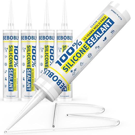 Silicone Caulk & Sealant Clear, 100% Waterproof Silicone Sealant, Shrink & by BEBOBLY