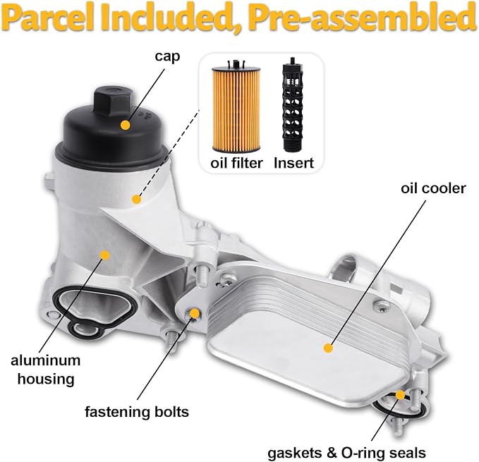 Engine Oil Cooler Filter Aluminum Housing Assembly Adapter Kit - Image 2