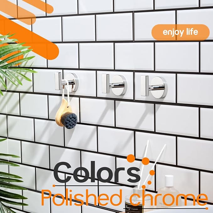 Robe Hook Polished Chrome Bath Towel Hooks Stainless Steel Wall Hooks - Image 6