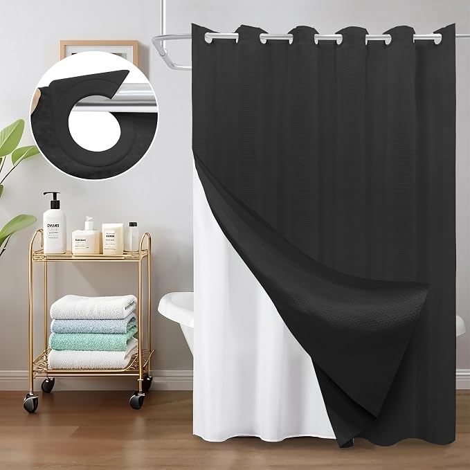 Inhousolu No Hook Waffle Weave Shower Curtain - Image 8