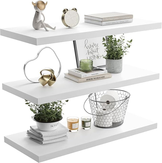 Wall Shelf Set of 3, Wooden Floating Wall Shelf by Home