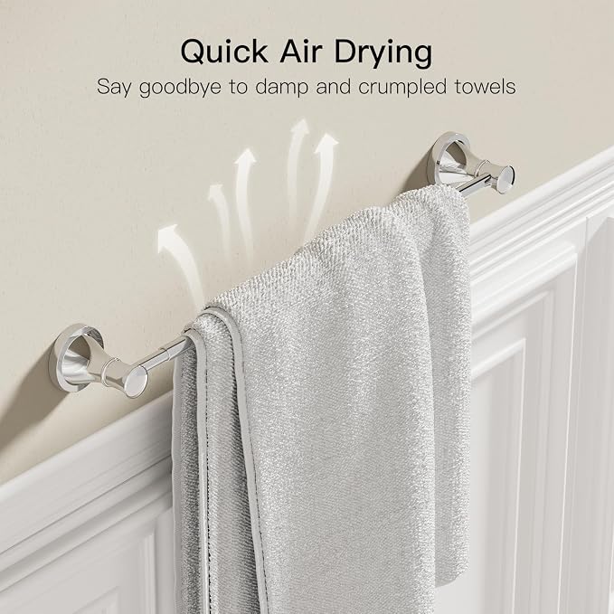 BESy Adjustable 16 to 26 Inch Bath Towel Bar Rack - Image 7