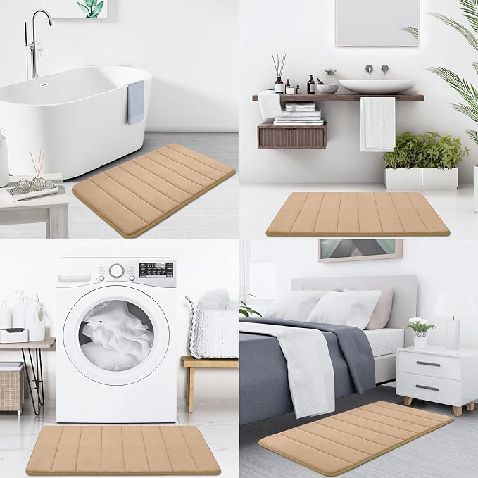 Buganda Memory Foam Bath Mat, Ultra Soft and Non-Slip Bathroom Rugs, Water - Image 7