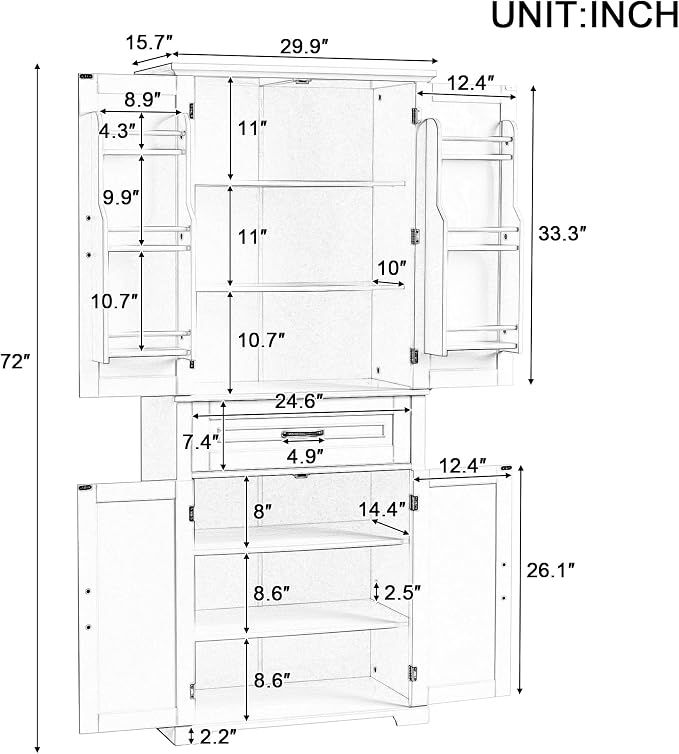 Favfurish 72" Tall Bathroom Storage Cabinet - Image 2