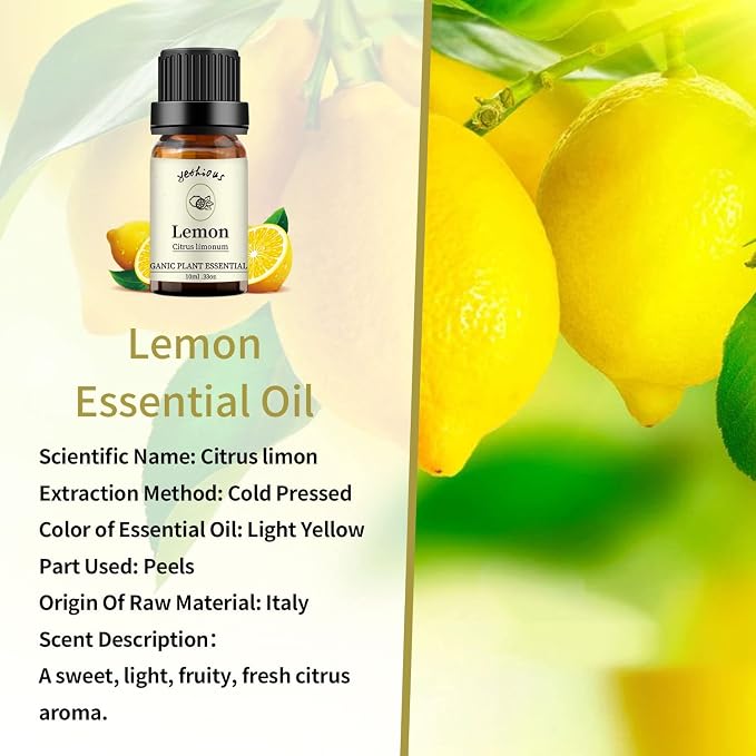 yethious Rose Lemon Essential Oils Set 2pcs*10ml 0.66oz 100% Organic Pure - Image 3