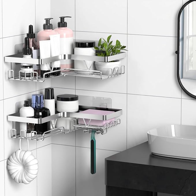 KEGII Corner Adhesive Shower Caddy, Rustproof Shower Shelf - Image 6