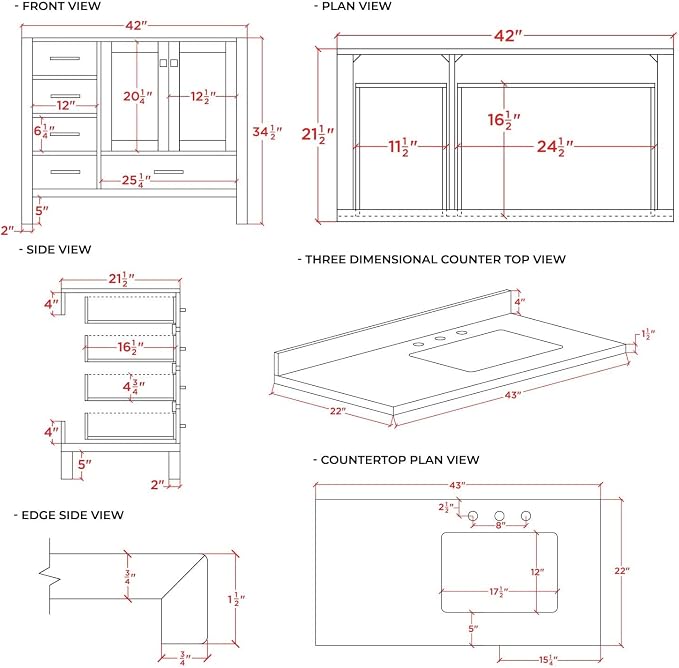 ARIEL 43" White Bathroom Vanity - Image 9