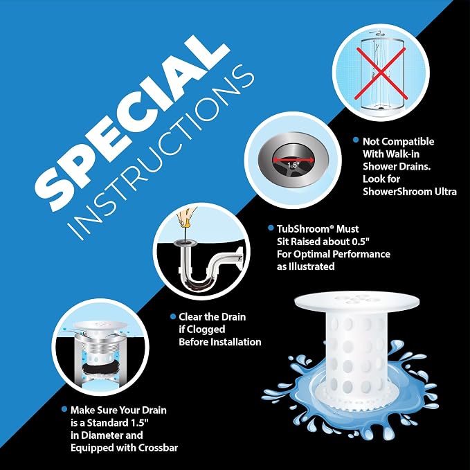 TubShroom Tub Drain Hair Catcher Strainer, 2 Pack, Fits 1.5” – 1.75” Bathtub - Image 7
