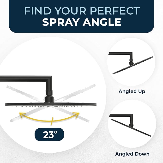 HammerHead Showers® Solid Metal 12 Inch Rainfall Shower Head, Large Rain Shower - Image 6