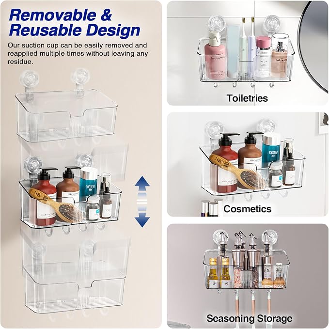 Clear Shower Caddy Suction Cup Shelf Organizer - Image 7