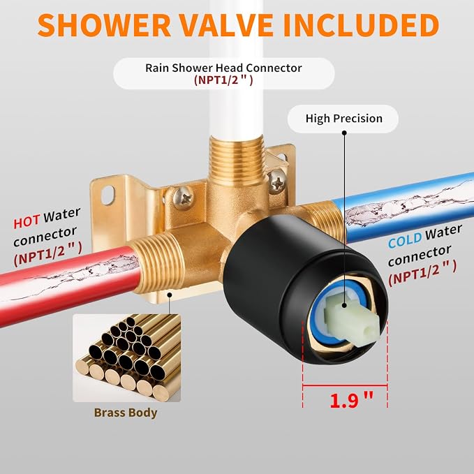 Black Shower Faucet Single Function Trim Kit - Image 6