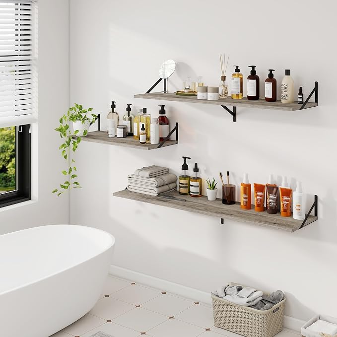 Dreamland Floating Shelves for Wall, 12 Inch Deep Floating Shelves Set of 2 - Image 2
