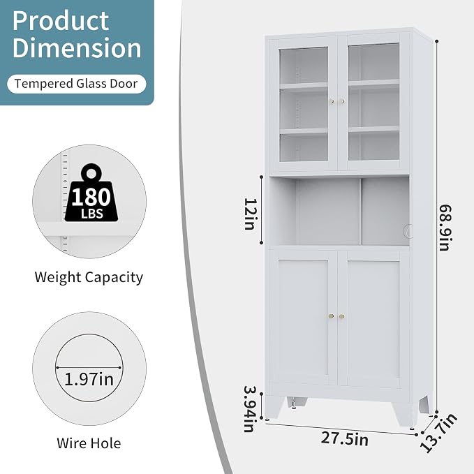 69" Tall Modern Metal Pantry Cabinet - Image 3