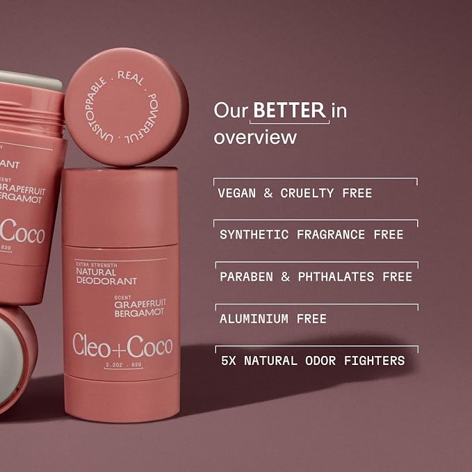 Cleo+Coco Extra Strength Deodorant Balm, Grapefruit Bergamot, Natural Aluminum - Image 5