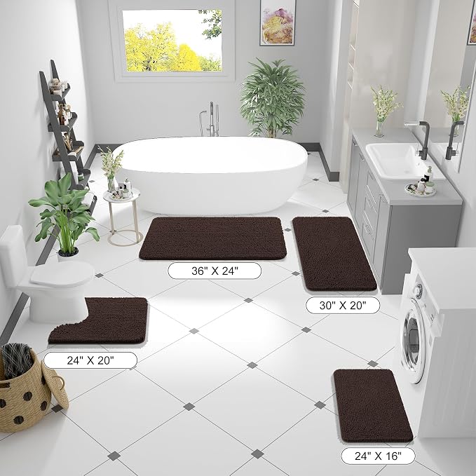 OLANLY Bathroom Rugs 40x24, Extra Soft Absorbent Chenille Bath Rugs, Rubber - Image 2