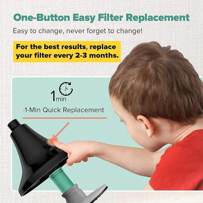 High Pressure Filtered Shower Head, One-Button Filter Replacement, Removes - Image 2