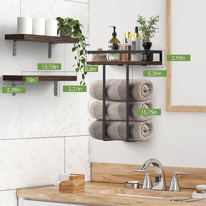 Towel Racks for Bathroom-Wall Mounted Floating Shelves for Wall Bathroom - Image 2