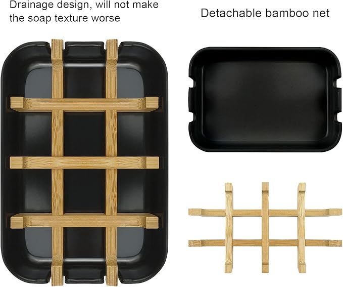 2 Pack Bamboo Soap Dish, Self-Draining Soap Box, Wooden Bamboo Bar Soap Holder - Image 6