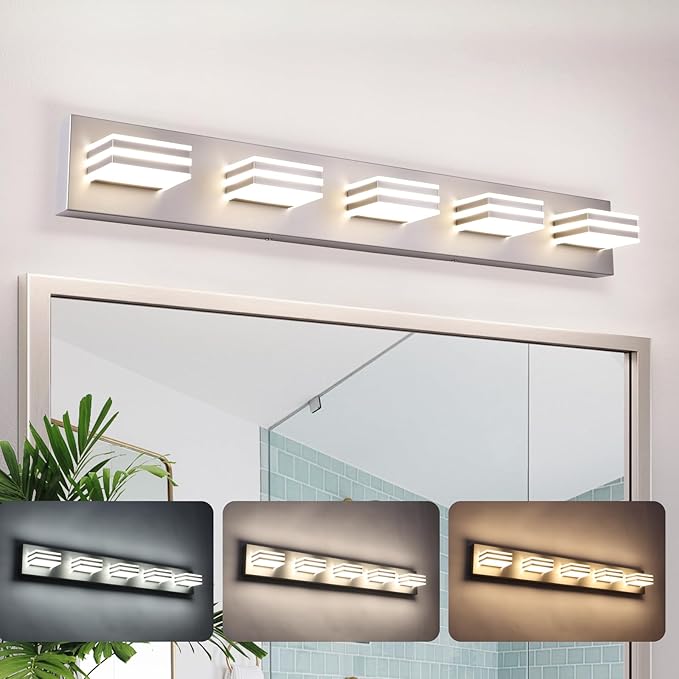 LED Wall Brushed Nickel Vanity Lights by BrightUpHomeWithLight