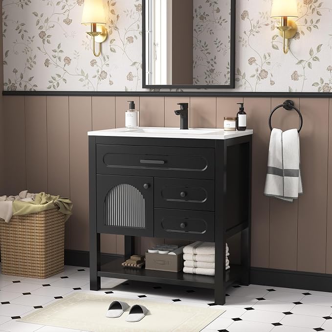 30 Inch Bathroom Vanity with Sink, Modern Bathroom Sink Cabinet with - Image 7
