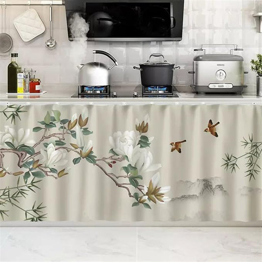 SK Studio Short Curtains for Kitchen, Cabinet Shelf Dust-Proof Blackout Tier by SK+Studio