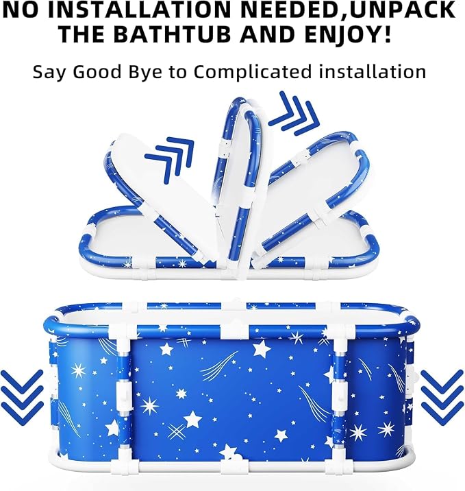 Portable Bathtub, 47“ Foldable Bathtub-Installation Free, 7 Layers Thicken - Image 4