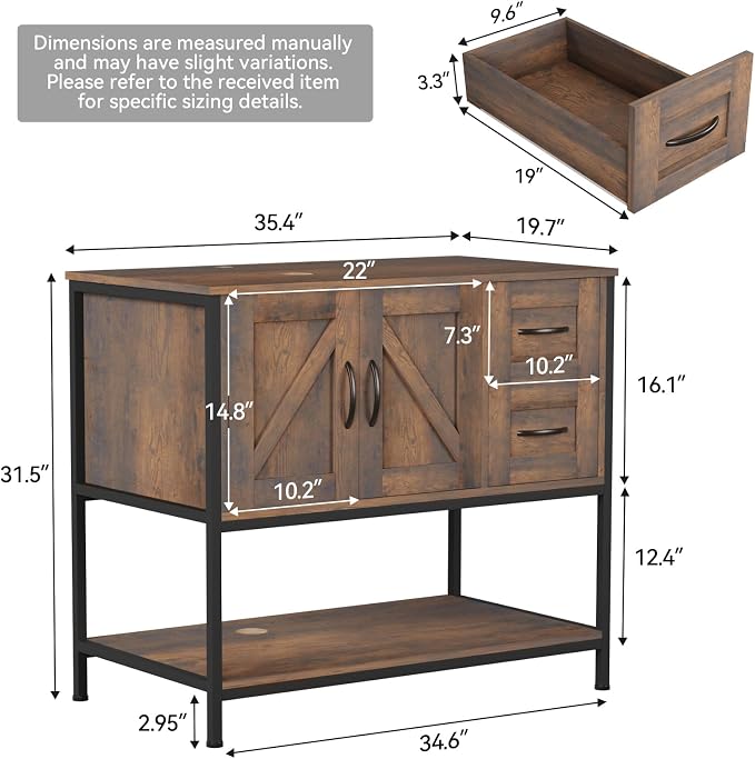 YOURLITE Bathroom Vanity, Rustic Brown Modern Wood Cabinet - Image 3
