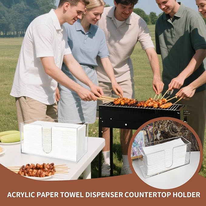 Acrylic Paper Towel Holder Countertop, 5mm Thick Clear C-Fold Z-Fold Trifold - Image 3