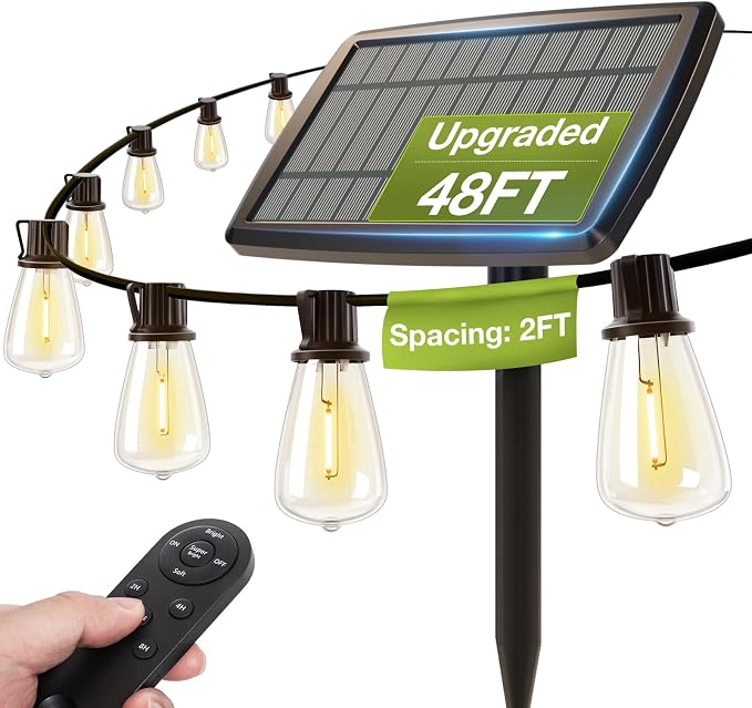 addlon 54 FT Solar String Lights Waterproof, Patio Lights Solar Powered by addlon