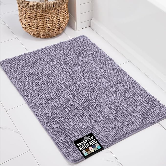 KANGAROO Bathroom Rugs, Chenille Soft Absorbent Bath Rug, Shaggy Shower Mat by Kangaroo