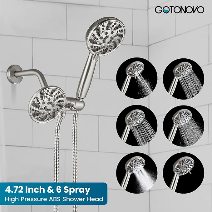gotonovo Dual 2 in 1 Shower Head Kit High Pressure Combo System Shower Faucet 6 - Image 3
