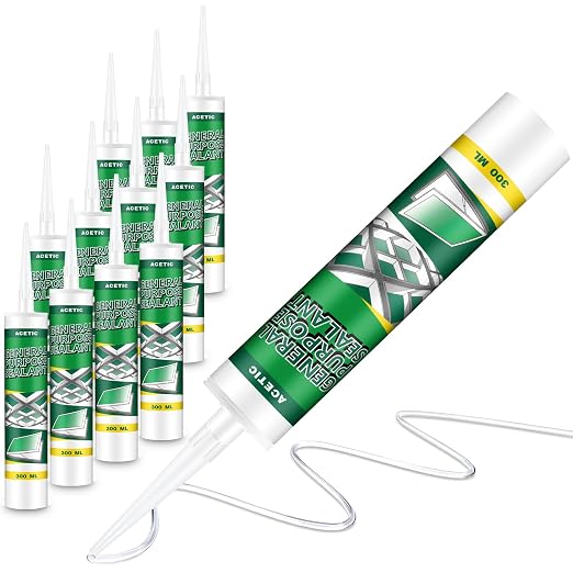 12 Pack Clear Silicone Sealant Caulk, 10.1 oz 100% Waterproof Silicone Sealant by Hohean