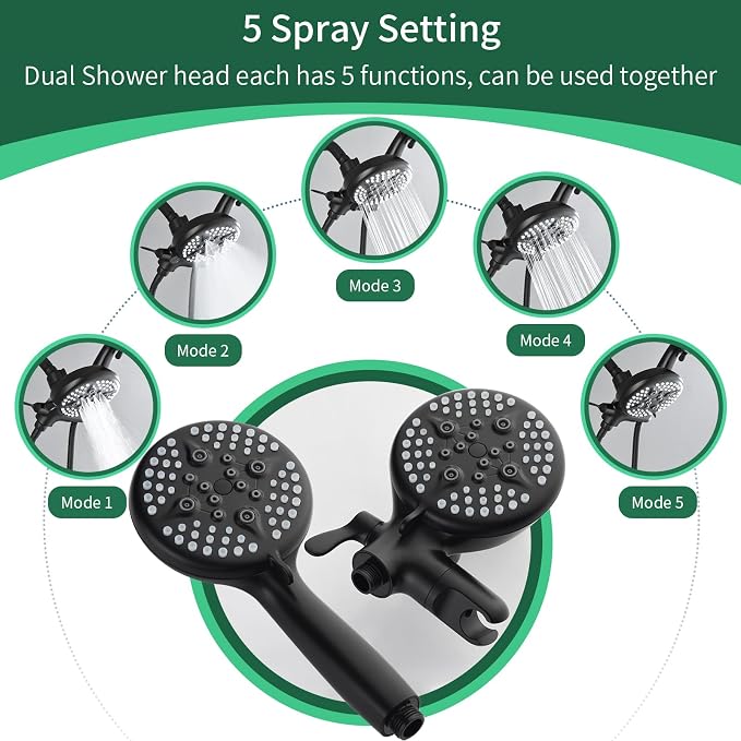 2 Handle Shower Faucet Shower System Complete 2 in 1 Shower Combo Set - Image 3