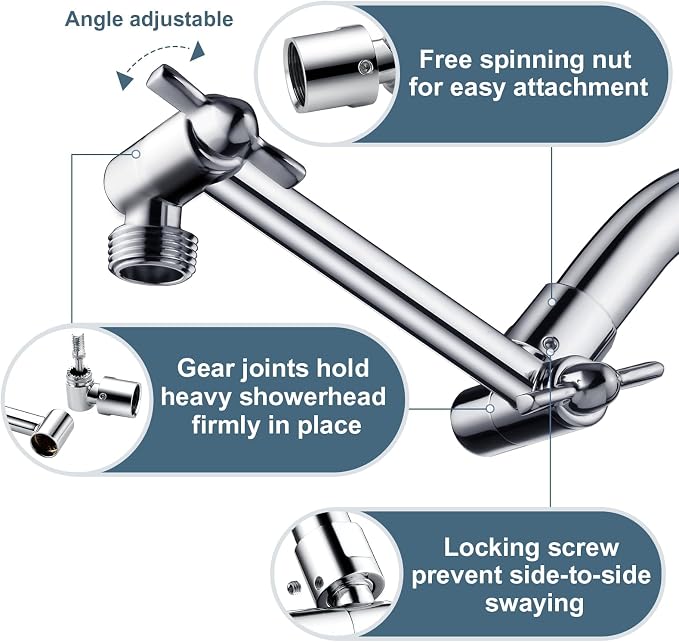 BRIGHT SHOWERS Brass Shower Arm Extender - Image 3