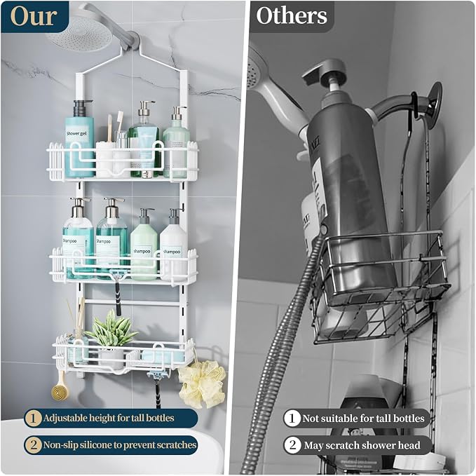 Consumest Shower Caddy Hanging – Rustproof Over Shower Head Hanger - Image 7