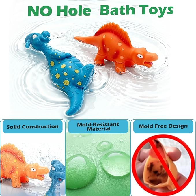 Dinosaur Bath Toys for Toddler Kids: No Hole Mold Free Bathtub Toys - Image 2
