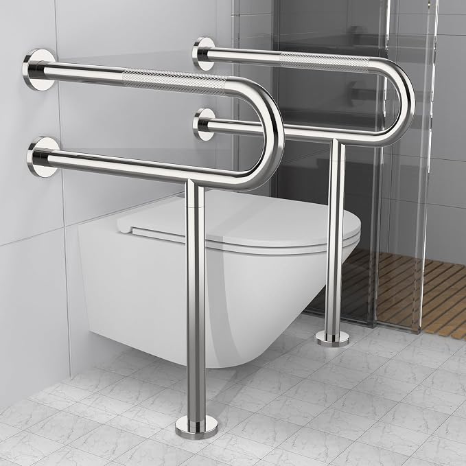 Toilet Support Rail 23.4X 28 Inch, Munzong Anti-Slip Chrome Handicap Grab Bar - Image 6