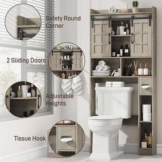 Over The Toilet Storage Cabinet, Farmhouse Storage Cabinet Over Toilet - Image 3